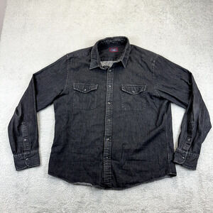 Untuckit Shirt Mens XL Black Denim Chambray Long Sleeve Button Up Western Rodeo